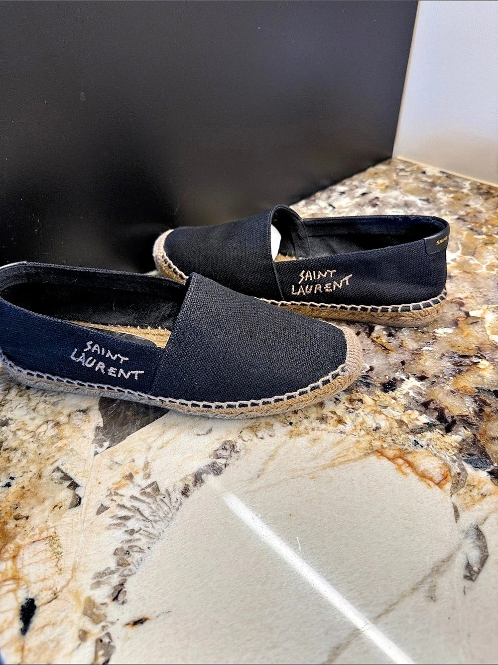 Saint Laurent Canvas Espadrilles Black & Tan EU 38